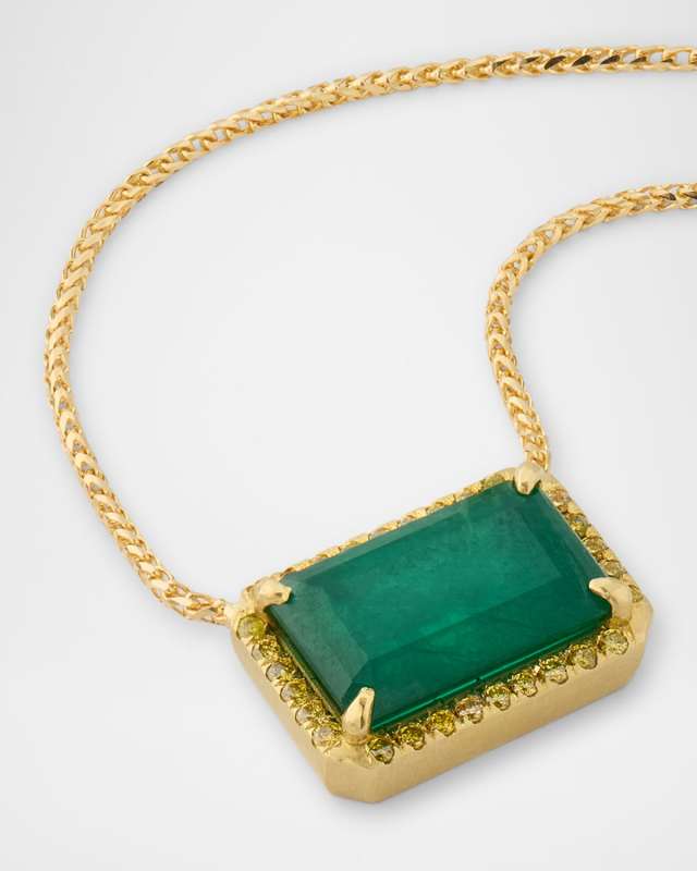 18K Yellow Gold Yellow Diamonds and East-West Emerald Layering Choker Necklace